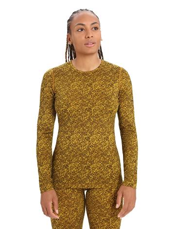Dámské Base Layers Icebreaker Merino 200 Oasis Long Sleeve Crewe Lichen Zlaté | CZ 1122SGLO